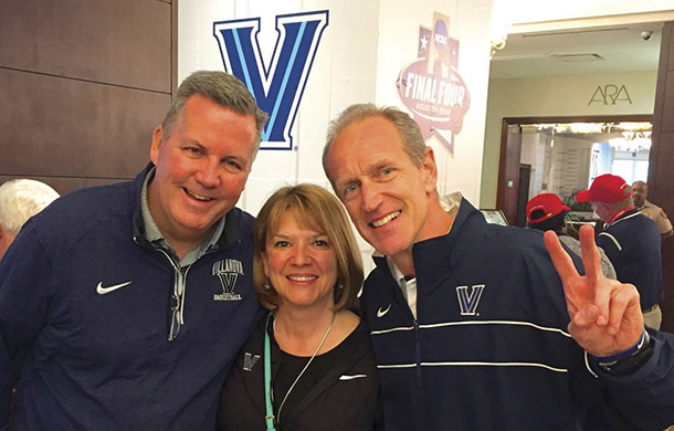 Hagan (right) is with Steve Murphy of the Villanova University Alumni Association board and Nancy Lane, incoming president of the Villanova University Alumni Association. 